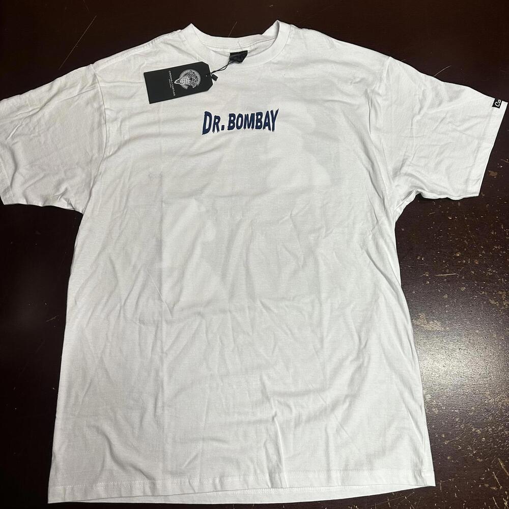 Crooks and castles men’s white Dr.Bombay short sleeve T-shirt, large